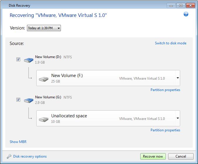9. Click Recover now to recover the partitions to the destination hard disk. 4.