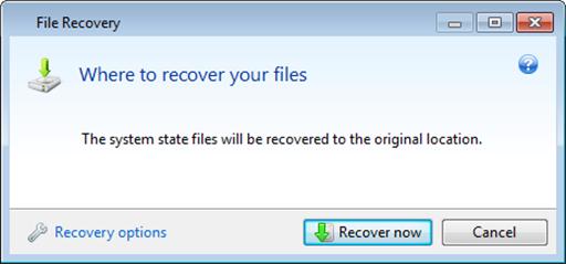 For more information on selection in the Backup Explorer see Files and folders tab (p. 21). Click Recover to start recovery. This will open the File Recovery window. 2. Select a destination on your computer to where you want to recover selected files/folders.