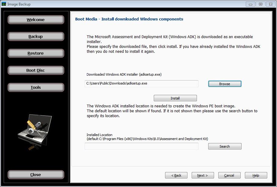 Install Windows Assessment and Deployment Kit (ADK) components (for Advanced Boot Media mode only)