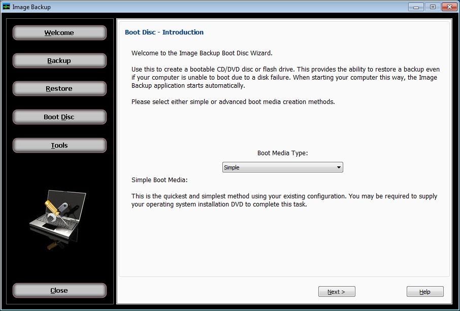 The Boot Disc Introduction screen is also used to select the type of boot disc method you prefer.