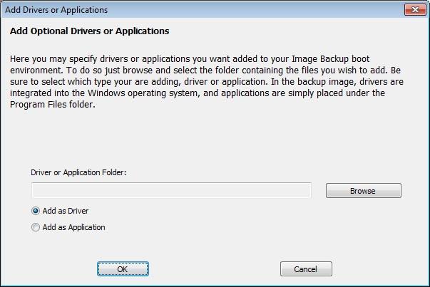 When this checkbox is set, this displays the list used to specify optional drivers or applications you can add to your boot image.