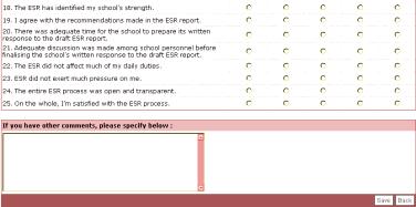 5.4 Fill in Questionnaire on ESR When a school has undergone external school review, the principal and teachers of the school are invited to fill in a questionnaire on ESR.