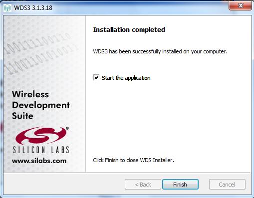 Figure 5. WDS Successful Installation If you want the installer to launch WDS upon closing, enable the Start the application check box before clicking Finish. 2.4.