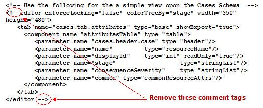 Scroll down to the lower portion of the XML file that contains the definitions for simple view.
