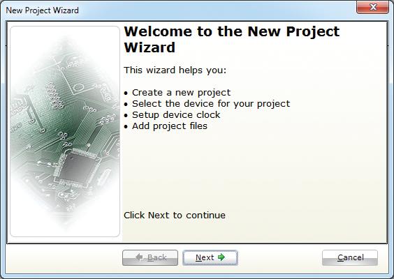 It can also be opened by clicking the New Project icon from the Project toolbar.