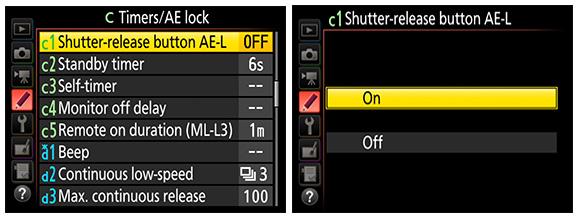 Note you may find two or three options for AE-L. The first is AE-lock (hold).
