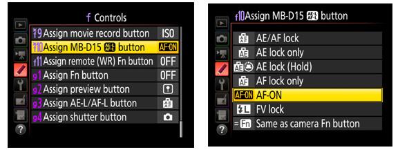 Battery Grips Without AF-On Buttons So, what if you have a battery grip on your camera with an AE/AF lock button?