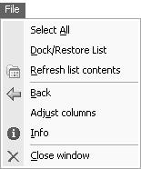 The Menu Bar Following are brief descriptions of the components of the Empty Query List dialog box. The Menu Bar The Menu Bar contains all menu selections.
