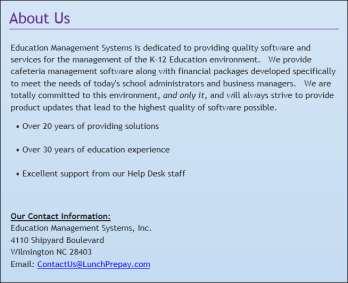 K12PaymentCenter.com District Admin User Manual 12 1.7 Privacy Policy Education Management Systems, Inc.