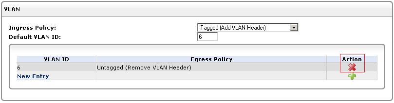 2) Atsidarys langas, kuriame matote ETH4 interfeiso priskyrimą VLAN ID 6; 3) Turime iš 6 į 100 pakeisti raudonai apvestas vietas, t.y. Default VLAN ID ir VLAN ID lentelės įrašą; 4) Turime iš VLAN lentelės išmesti įrašą su VLAN id 6.