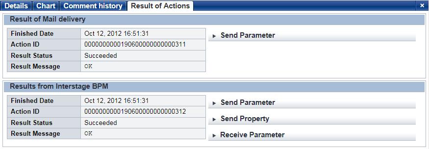 Result of Actions tab The Result of Actions tab shows the results of escalation. You can execute the action again by specifying Action ID in case the result was failure.