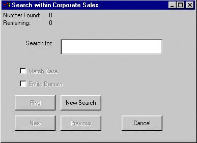 A. Using Java Applet Managed Reporting The Search Within Component (where Component is the description you selected) dialog box opens, as shown in the following image. 5.