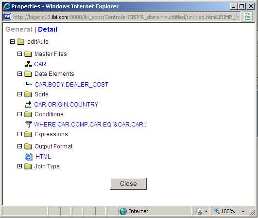 2. Using Dashboard The following image shows Detail properties displayed in the Dashboard Properties dialog box.