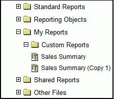 Creating Reports in Dashboard For example, when you copy and paste a file named Sales Summary within the same My Reports Custom Reports folder, the copy appears in the Dashboard tree as Sales Summary
