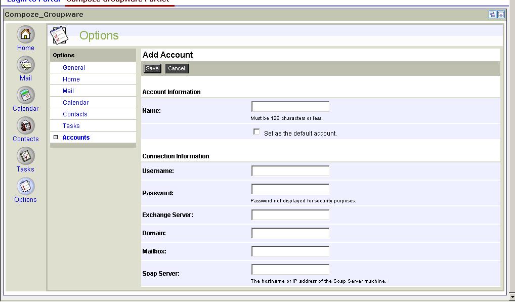 Accounts Click Add to open the Add Account page. Enter in the appropriate information for that account. Your portal administrator will determine how much of this information needs to be entered.