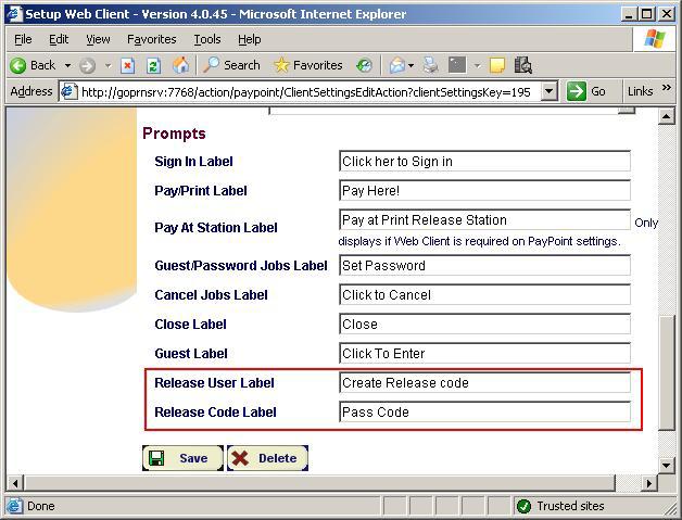 Step 2 Custom the Guest and Release User and Release Code Labels The web client buttons and fields can be customized to display branding messages which you feel