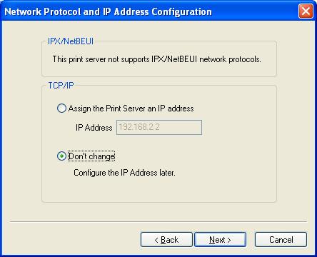 Specify the IP Address for the Printer server