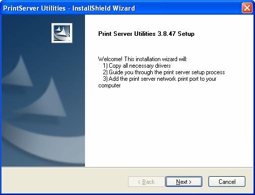 3. The Printer server Utilities window will be displayed.