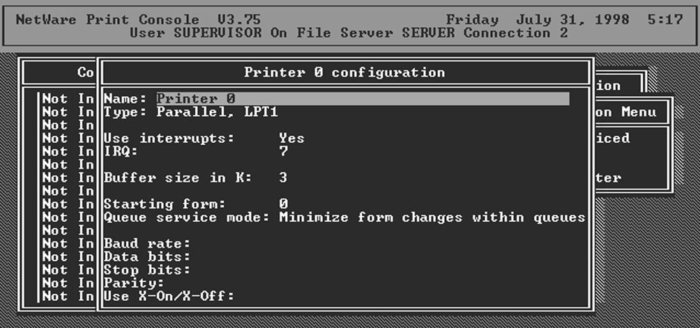 Press Enter to select the newly created printer server. 10. Select Printer server Configuration. 11. Select Printer Configuration. 12.