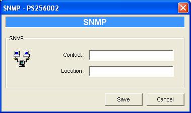 7.10 SNMP Configuration Double Click SNMP icon and the SNMP configuration window will pop up. Contact: You can enter the printer server administrator s contact information here.