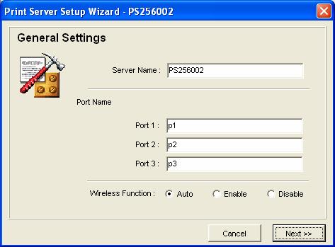 Step 1: Set up the name of this printer server,