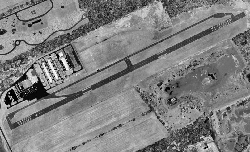 Ground Control Points Figure 7-4: Ortho photo generated from LiDAR intensity reflectance. Ground control points were collected along and across an airport runway.
