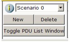 A scenario may be deleted by clicking on the Delete button in the Scenario panel. Multiple scenarios can be created by clicking on the new button in the Scenario panel.