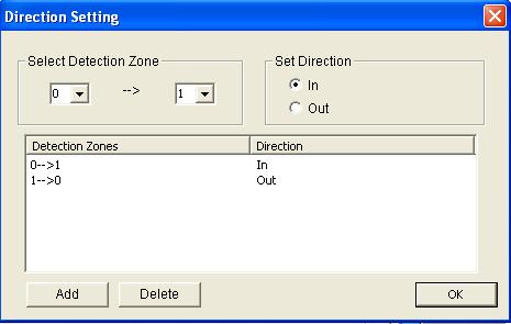 Define Detection Zones: Select this option to define the counter. a. On the live view, draw at least two boxes to mark the in and out detection zones.