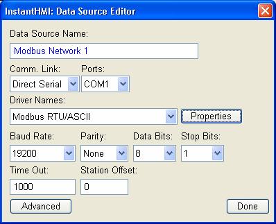 InstantHMI for Your Application - Quick Start Guide: Watlow controllers (Modbus) Page A-2 If you choose a lower/higher baud rate, or different Station Number; make sure the InstantHMI Data Source