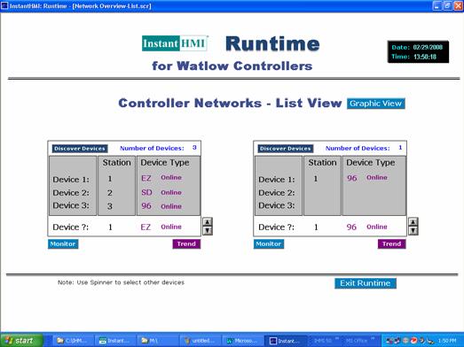 InstantHMI for Your Application - Quick Start Guide Page 4 2 Pre-Designed Project Screens The controller network connected to a single COM port may include different Watlow models as long as they