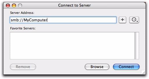 2 Choose Go > Connect to Server. 6 Click OK. 7 In the volume select dialog, select the volume you want to mount on the Mac OS X desktop.