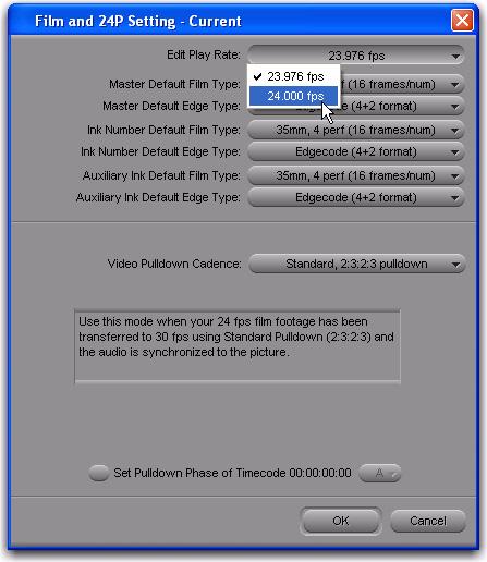 7 Select a compatible video format from the Video Ref Format pop-up menu. Video Ref Format cannot be changed for most HD frame rates.