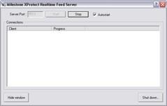 Milestone XProtect Realtime Feed Server window If the Autostart check box is selected, the RealtimeFeed Server will automatically start.