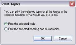Printing Help Topics To print a help topic, navigate to the required topic and click the help window s Print button.