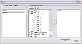Preset Position on Events Section If you have specified input or VMD events (see page 86), event buttons (see page 98) or generic events (see page 103), you are able to make the PTZ camera