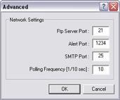 Advanced Window The Advanced window lets you specify network settings to be used in connection with event handling. The Advanced window Access: You access the Advanced window by clicking the Advanced.