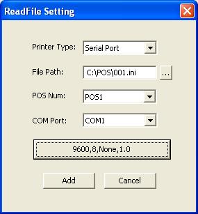 2 Main System 4. Click the New button. This dialog box appears. Figure 2-12 Printer Type: Select the type of the POS device: Serial Port or TCP/IP Port.