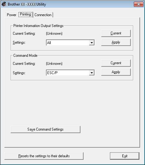 16 Printer Information Output Settings Determines which information is printed when printing the printer s