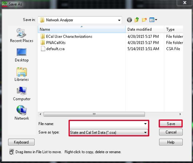 24. Click Save 5.3.2. Save a State File including Cal Set Data 1.