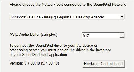 3. WSG Bridge SoundGrid Card Control Panel If you are working with MultiRack SoundGrid, access the WSG Bridge SoundGrid Card Control Panel via the Inventory window.