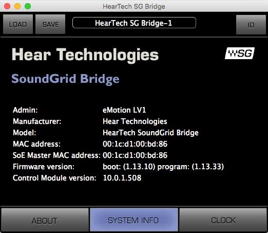 4 Saving, Loading, and Identifying LOAD and SAVE (at the top left corner of the Control Panel window) allow you to save and load your WSG Bridge SoundGrid Card settings.