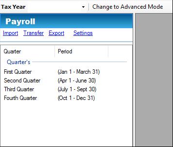 Payroll The Payroll section will allow the user to import payroll records from an external source or create them directly on EPRT.