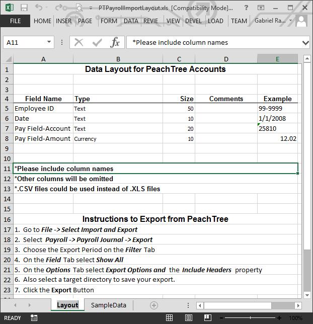 Layout worksheet shows the data parameters and