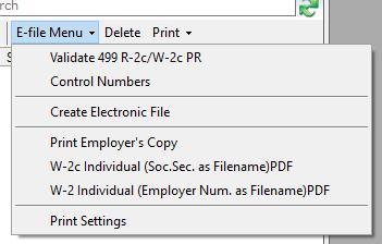 F499 R-2c/W-2c (Corrections or Amended Forms) To work with the F499 R-2/W-2 forms: 1. Open the client file. 2. Select the Returns section on the left menu. 3.