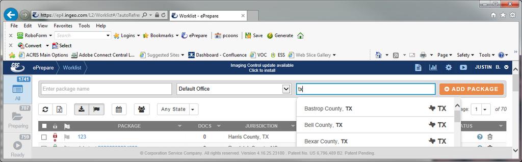 Welcome to CSC erecording! 7 Creating Packages #1 1. Enter a package name 2. Choose your office (if applicable) 3.