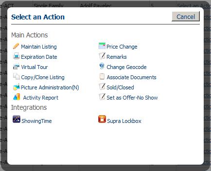 When you locate the listing you are looking for, click the Select an Action