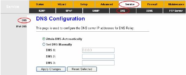 Figure 4-49 Attain DNS Automatically: Select this option, so the device will use the DNS servers which obtained by the WAN interface via the auto-configuration mechanism.