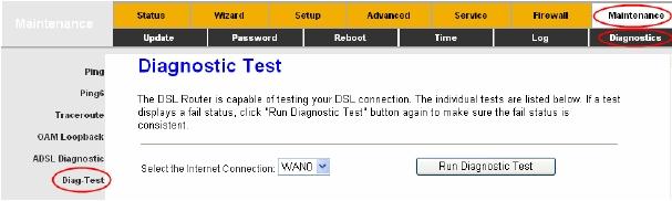 Figure 4-77 Click the Run Diagnostic Test button to start the test,