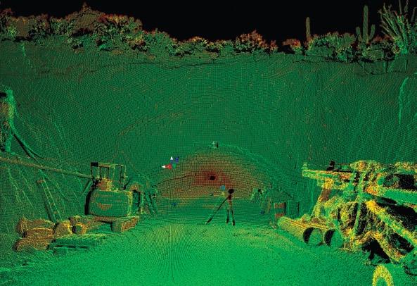 LaserScanning Riegl Z360 scanner at tunnel entrance to Saguaro Ranch Scan of tunnel entrance Surveying Revolutionized urveyor Richard Darling s company purchased their first scanner, a Riegl Z360, in
