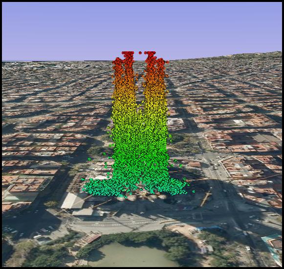 The result is theoretical radar coverage. Filtering of data to obtain true coverage is done applying a mask visualizing only data that are actually seen by the sensor or areas of interest, e.g. containing deformation.